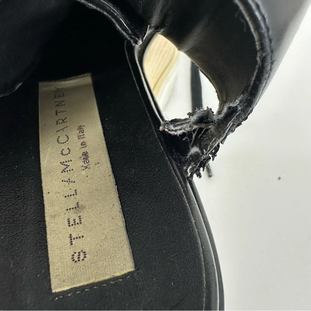 Stella McCartney Black Faux Leather Elyse Cutout Sneakers Size 34